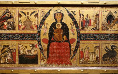 《圣母子登基及叙事图》The Virgin and Child Enthroned, with Scenes of the Nativity and the Lives of the Saints
