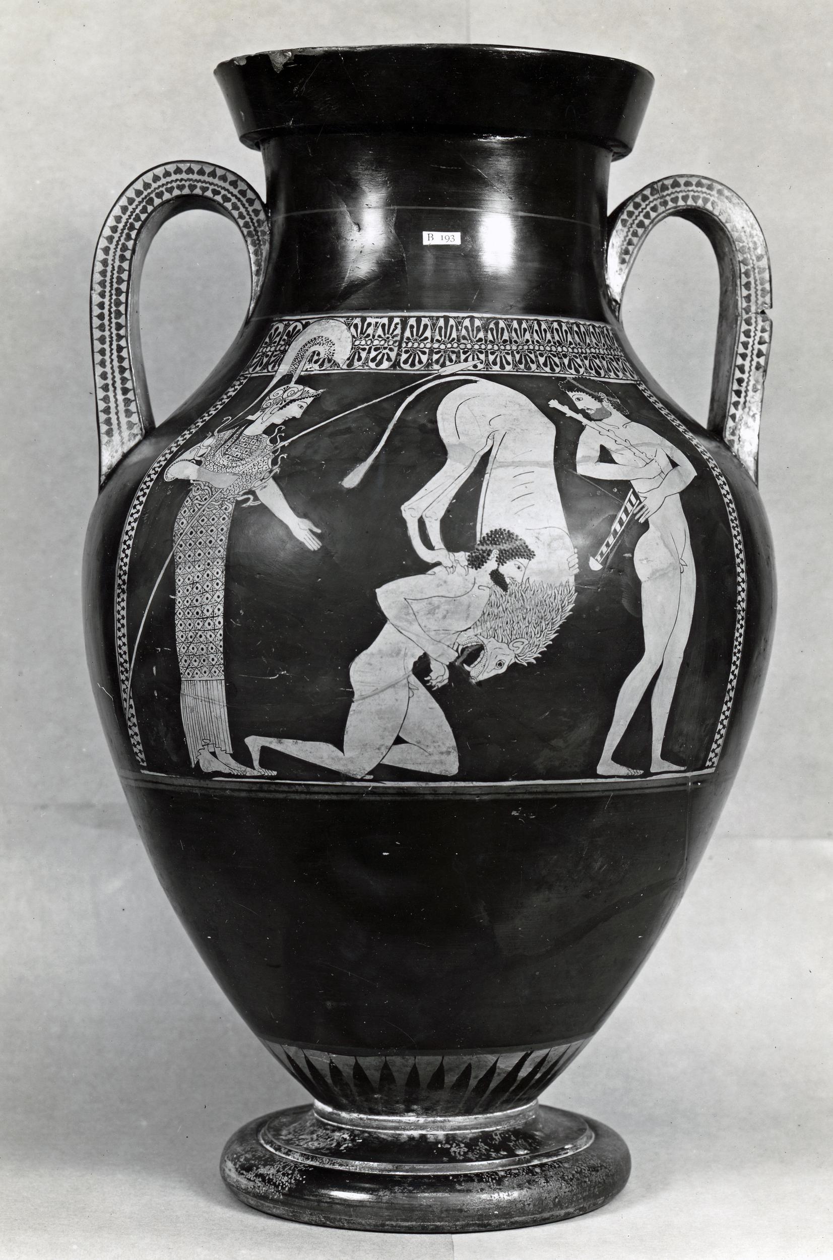双彩绘双⽿瓶（赫拉克勒斯双⽿瓶）“Bilingual” Amphora